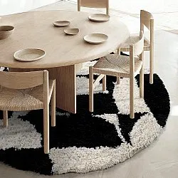 Rond vloerkleed - Marvao Natural Cotton Shaggy (off-white/zwart)