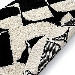 Rond vloerkleed - Marvao Natural Cotton Shaggy (off-white/zwart)