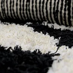 Rond vloerkleed - Marvao Natural Cotton Shaggy (off-white/zwart)