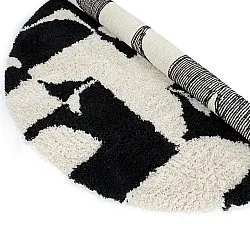 Rond vloerkleed - Marvao Natural Cotton Shaggy (off-white/zwart)