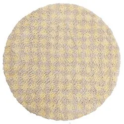 Rond vloerkleed - Methoni Check Cotton Shaggy (crème/lichtgeel)