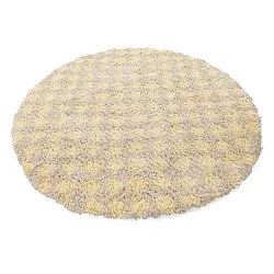 Rond vloerkleed - Methoni Check Cotton Shaggy (crème/lichtgeel)