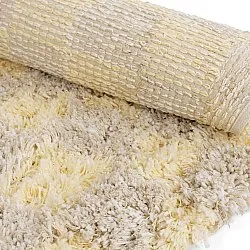 Rond vloerkleed - Methoni Check Cotton Shaggy (crème/lichtgeel)