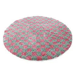 Rond vloerkleed - Methoni Check Cotton Shaggy (lichtblauw/lichtroze)