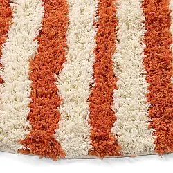 Rond vloerkleed - Thira Stripe Cotton Shaggy (lichtgeel/lichtoranje)