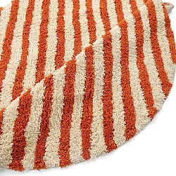 Rond vloerkleed - Thira Stripe Cotton Shaggy (lichtgeel/lichtoranje)