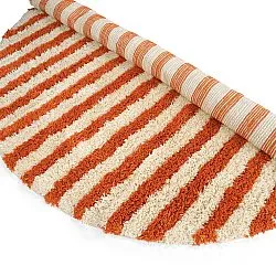 Rond vloerkleed - Thira Stripe Cotton Shaggy (lichtgeel/lichtoranje)