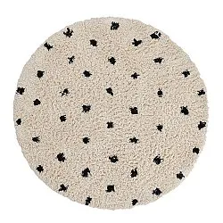 Rond vloerkleed - Soria Natural Cotton Shaggy (off-white/zwart)