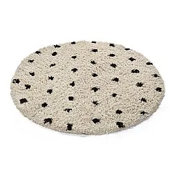 Rond vloerkleed - Soria Natural Cotton Shaggy (off-white/zwart)