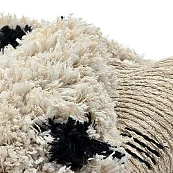 Rond vloerkleed - Soria Natural Cotton Shaggy (off-white/zwart)