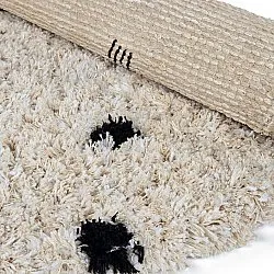 Rond vloerkleed - Soria Natural Cotton Shaggy (off-white/zwart)