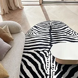 Rond Wilton-vloerkleed met golvende rand - Zebra (zwart/wit)