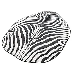 Rond Wilton-vloerkleed met golvende rand - Zebra (zwart/wit)