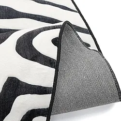 Rond Wilton-vloerkleed met golvende rand - Zebra (zwart/wit)