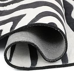 Rond Wilton-vloerkleed met golvende rand - Zebra (zwart/wit)