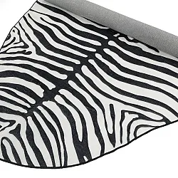 Rond Wilton-vloerkleed met golvende rand - Zebra (zwart/wit)