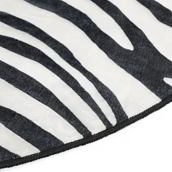 Rond Wilton-vloerkleed met golvende rand - Zebra (zwart/wit)