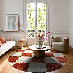 Ronde vloerkleden - Gordes (oranje/wit)