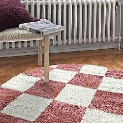 Ronde vloerkleden - Gordes (roze/wit)