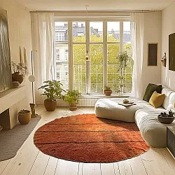 Rond vloerkleed - Leora Natural Cotton Shaggy (oranje/bruin)