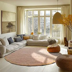 Rond vloerkleed - Celina Natural Cotton Shaggy (roze/beige)