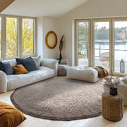 Rond vloerkleed - Celina Natural Cotton Shaggy (beige/bruin)