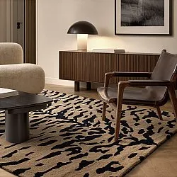 Hoogpolig vloerkleed - Zebra Tufted Wool Premium (beige/zwart)