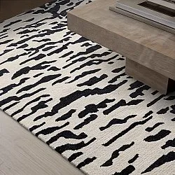 Hoogpolig vloerkleed - Zebra Tufted Wool Premium (wit/zwart)