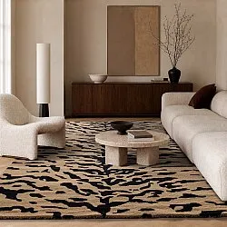 Hoogpolig vloerkleed - Zebra Tufted Wool Premium (beige/zwart)