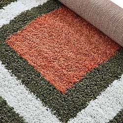 Hoogpolig vloerkleed - Alsace (groen/wit/oranje)