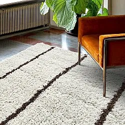 Hoogpolig vloerkleed - Eze (wit/bruin)