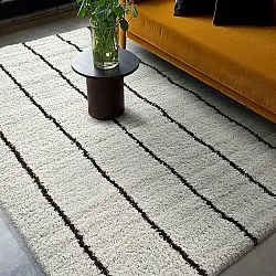 Hoogpolig vloerkleed - Eze (wit/bruin)