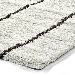 Hoogpolig vloerkleed - Eze (wit/bruin)