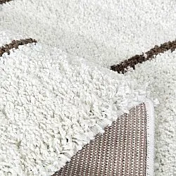 Hoogpolig vloerkleed - Eze (wit/bruin)