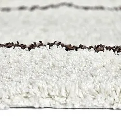 Hoogpolig vloerkleed - Eze (wit/bruin)