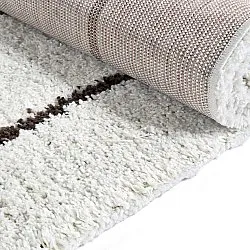 Hoogpolig vloerkleed - Eze (wit/bruin)