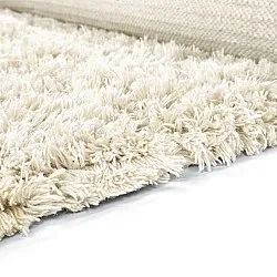 Hoogpolig vloerkleed - Fassale Hand Woven Wool Shaggy (wit)