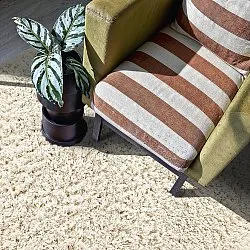 Rond vloerkleed - Fassale Hand Woven Wool Shaggy (wit)