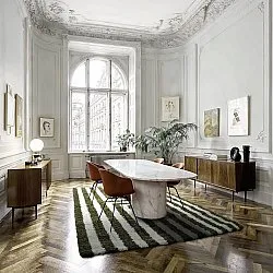 Hoogpolig vloerkleed - Imilchil (wit/groen)