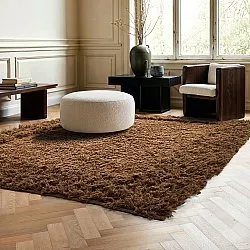 Hoogpolig vloerkleed - Melilla Hand Woven Wool Shaggy (bruin)