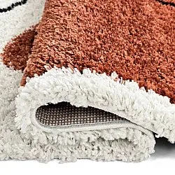 Hoogpolig vloerkleed - Sanghar (wit/oranje/groen)