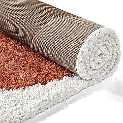 Hoogpolig vloerkleed - Sanghar (wit/oranje/groen)