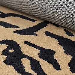 Hoogpolig vloerkleed - Zebra Tufted Wool Premium (beige/zwart)