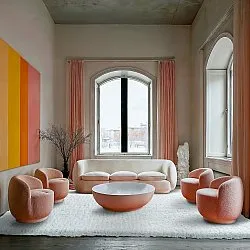 Hoogpolig vloerkleed - Aden (lichtblauw/wit)