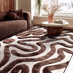 Hoogpolig vloerkleed - Akaba (bruin/lichtroze)