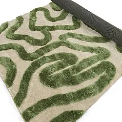 Hoogpolig vloerkleed - Akaba (crème/groente)