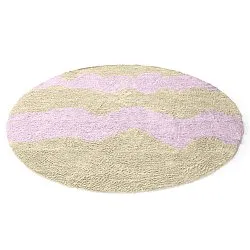 Rond vloerkleed - Amira Natural Cotton Shaggy (beige/paars)