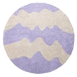 Rond vloerkleed - Amira Natural Cotton Shaggy (paars/beige)