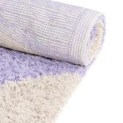 Hoogpolig vloerkleed - Amira Natural Cotton Shaggy (paars/beige)