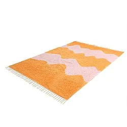 Hoogpolig vloerkleed - Amira Natural Cotton Shaggy (oranje/roze)